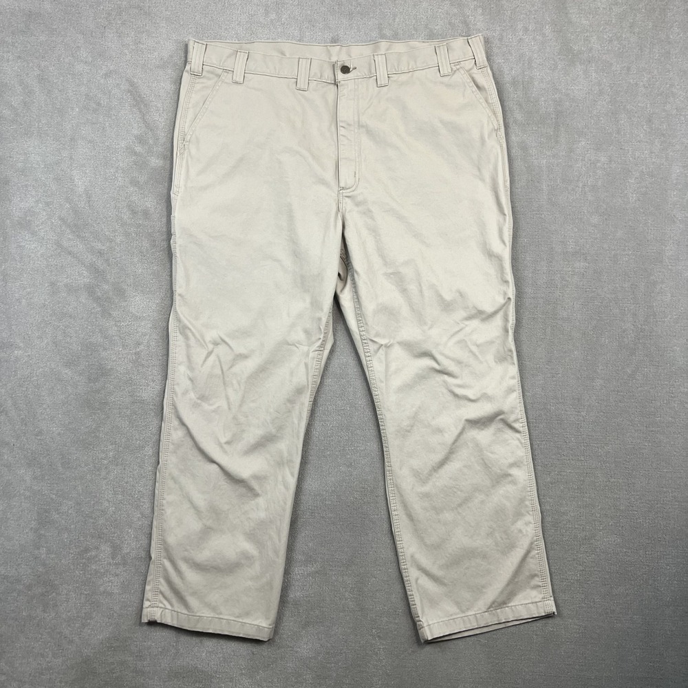 Carhartt Work Pants Mens 44x30 Tan Khaki Canvas Utility Carpenter Trousers